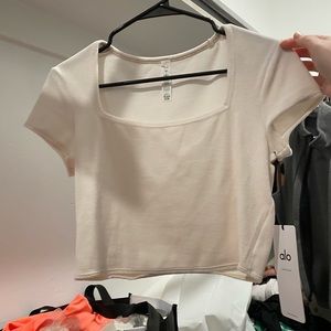 alo yoga white Terry cloth crop top